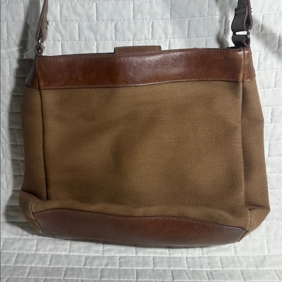 Relic by Fossil handbag in brown leather and tan canvas - Picture 4 of 9